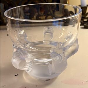 Lalique Clear and Frosted Glass Art Bowl